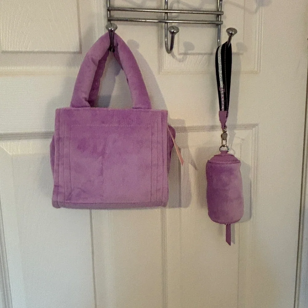 NWT Juicy Couture Lavender Velour Mini Bag Rhinestone Logo‎ Purple & Coin Bag